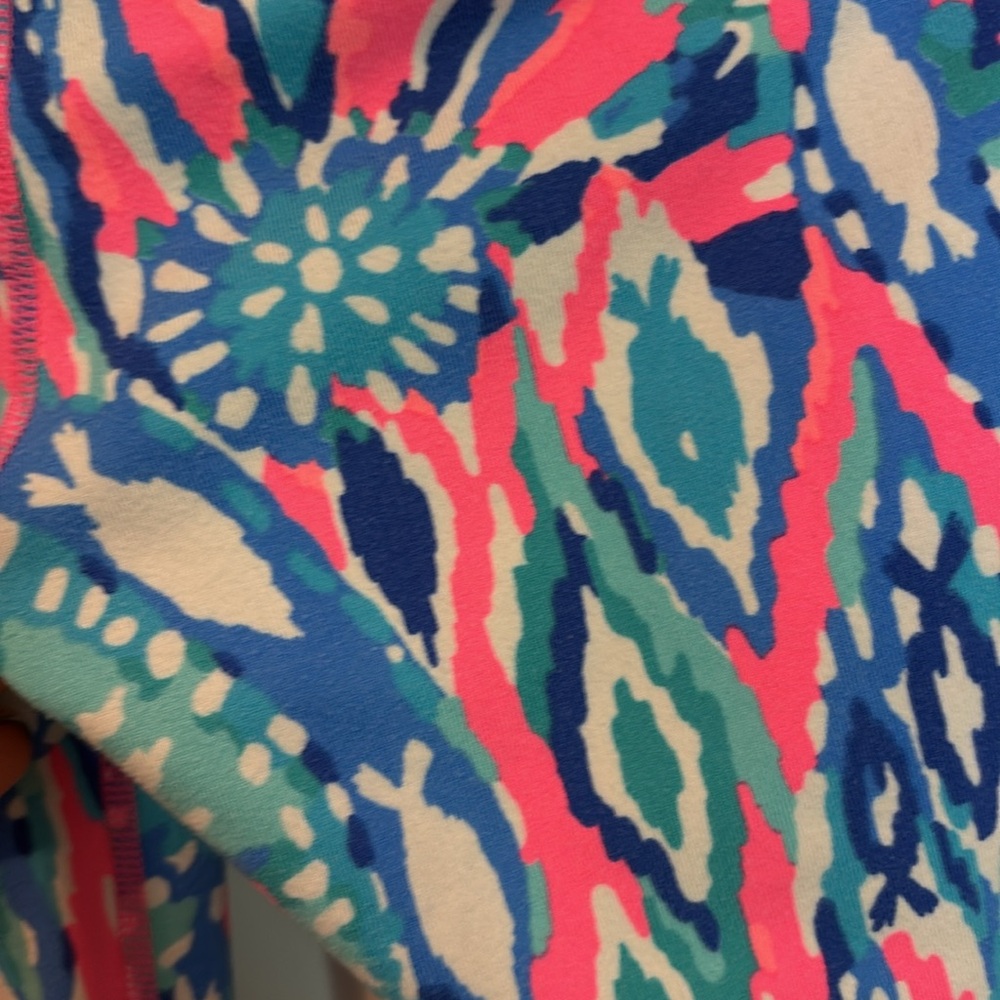 Lilly Pulitzer Luxletic Floral Weekender Leggings Tiki Pink And Light Blue Sz S - Picture 8 of 10